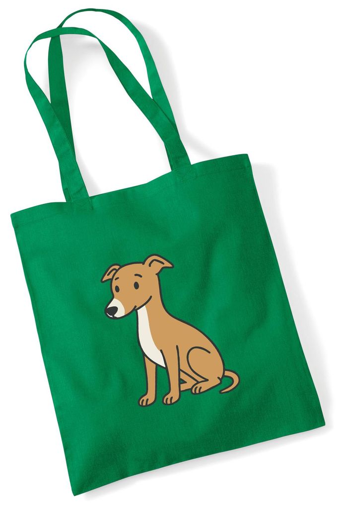 Huuraa Jutebeutel Whippet Comic Whippi 10 Liter Kelly Green Baumwolle Tasche Geschenkidee