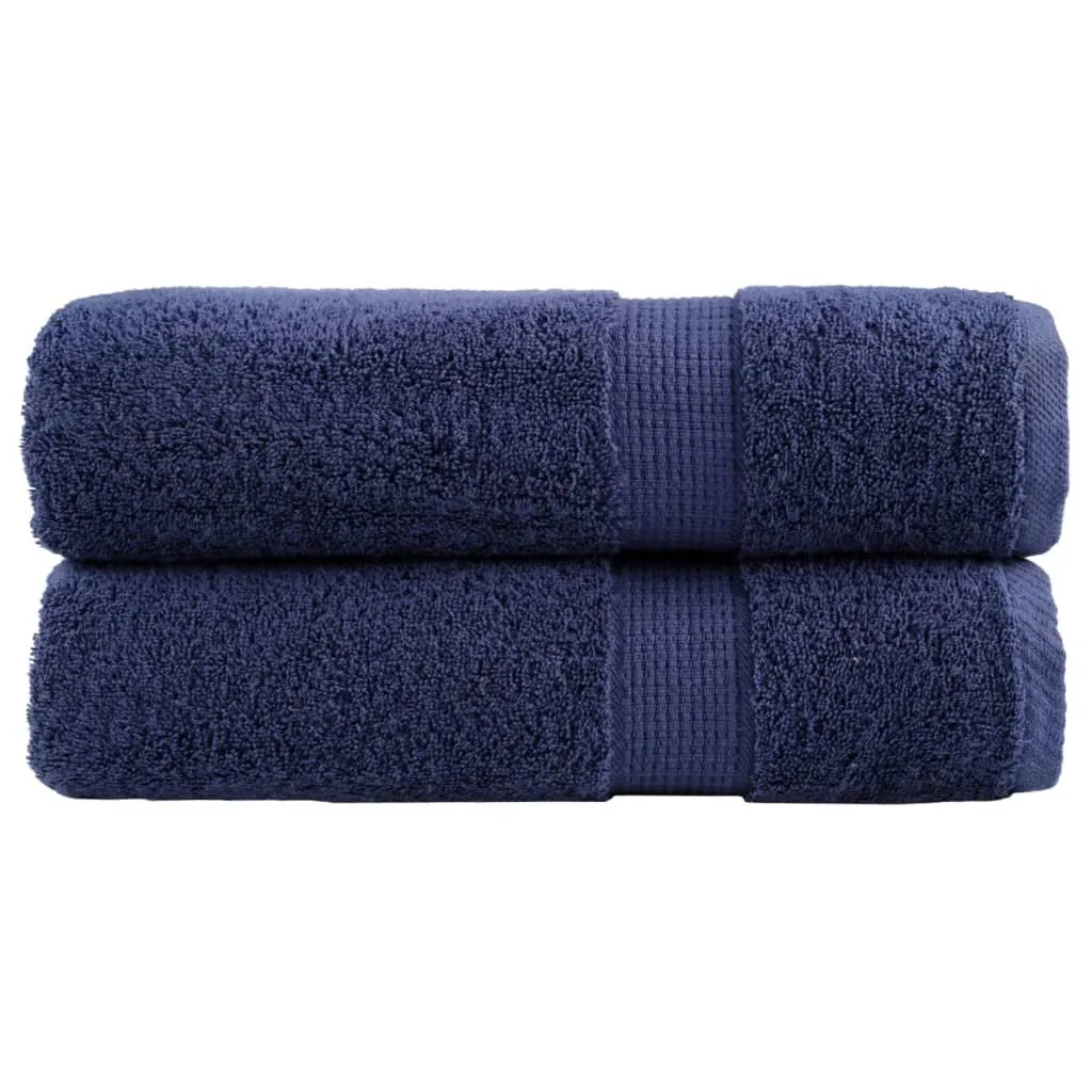 Set SOLUND 2 Asciugamani Doccia 600g/m² Blu Navy 70x140 | Cotone High-End