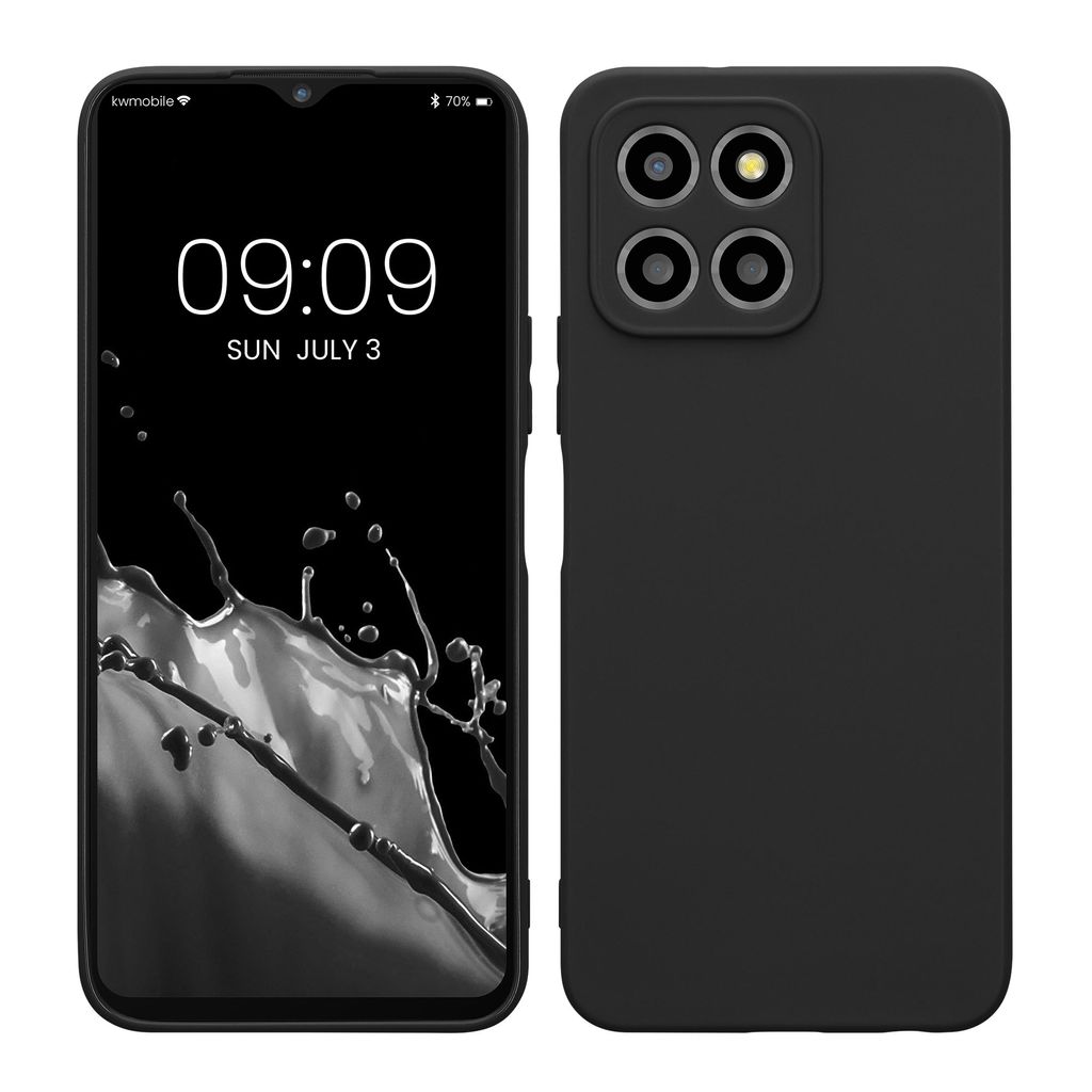 Kwnobile Handyhülle Für Honor X8 – Schwarz Matt, Aus Weichem Silikon, Mit Erhöhtem Rand