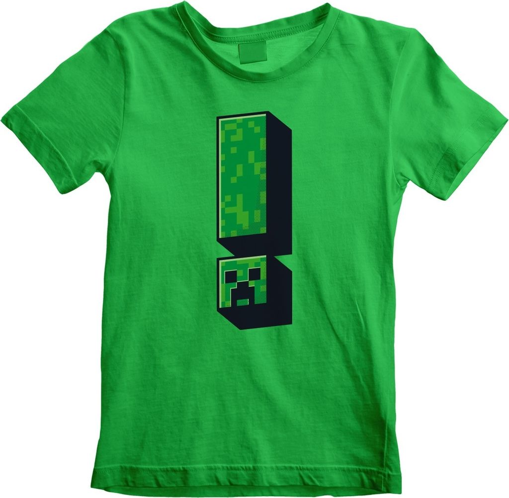 Minecraft Kinder T-Shirt 9-11 Jahre Creeper Exclamation Grün