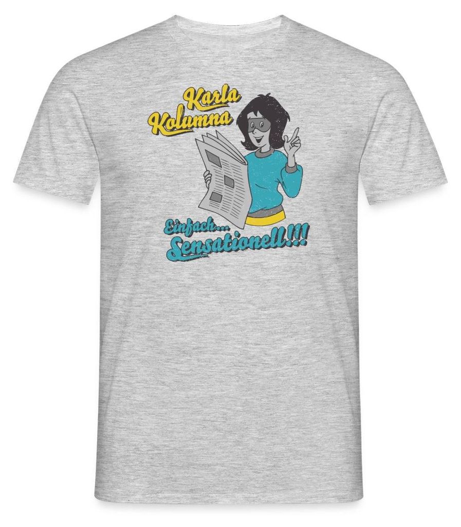 Spreadshirt Benjamin Blümchen Karla Kolumna Sensationell Männer T-Shirt, 3XL, Grau meliert