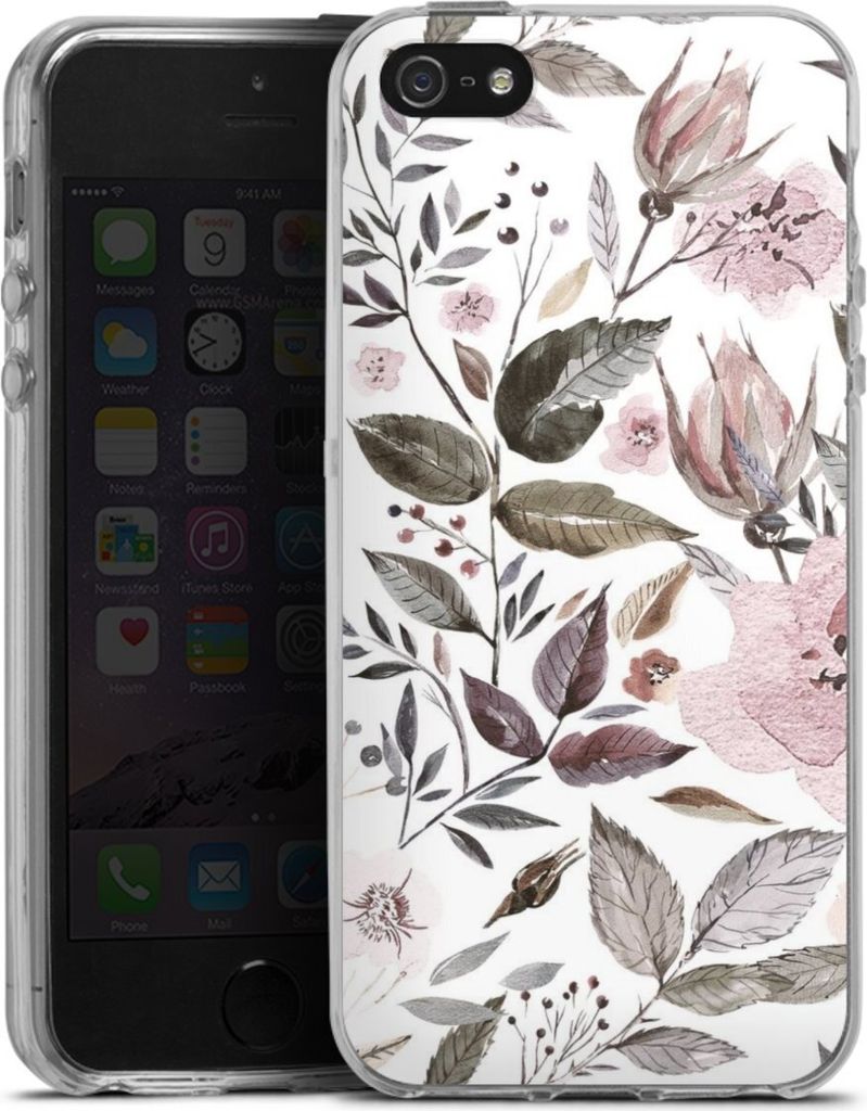 DeinDesign Handyhülle für Apple iPhone 5s Silikon Hülle Case Smartphone Schutzhülle Blumen Pastell Wasserfarbe