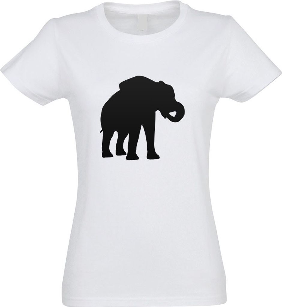Kiwistar - T-Shirt tailliert - Damen - Weiss - Elefant Motiv 2 - Rüsseltiere - mit Motiv Bedruckt - Funshirt Design - Sport - Freizeit - Damen - S