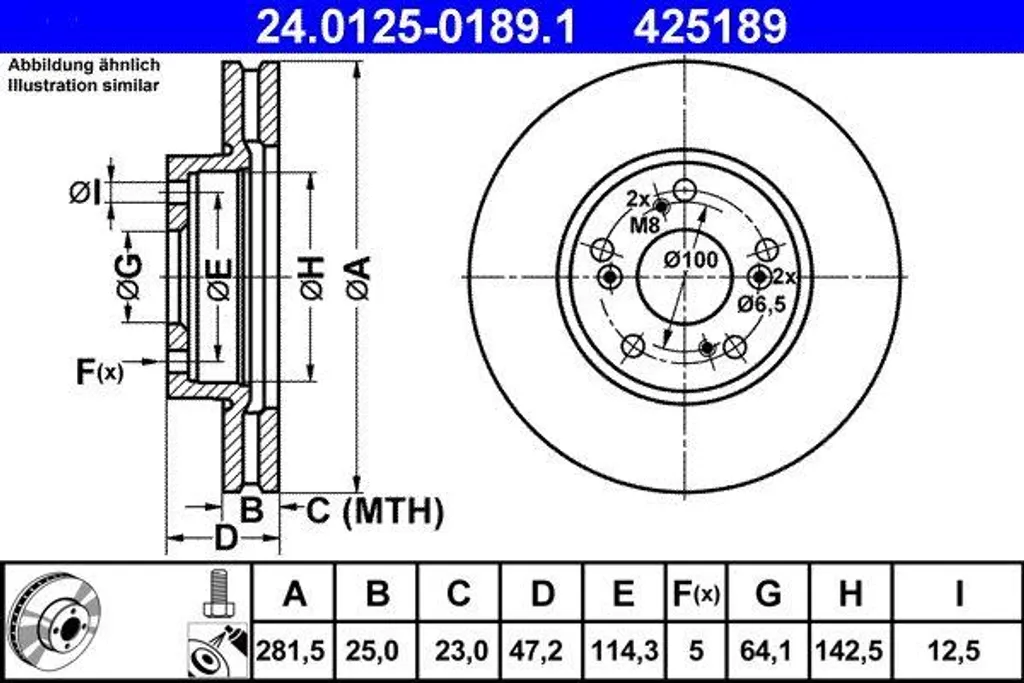 Disque de frein anti-vibration ATE 24.0125-0189.1 pour réparer votre FR-V