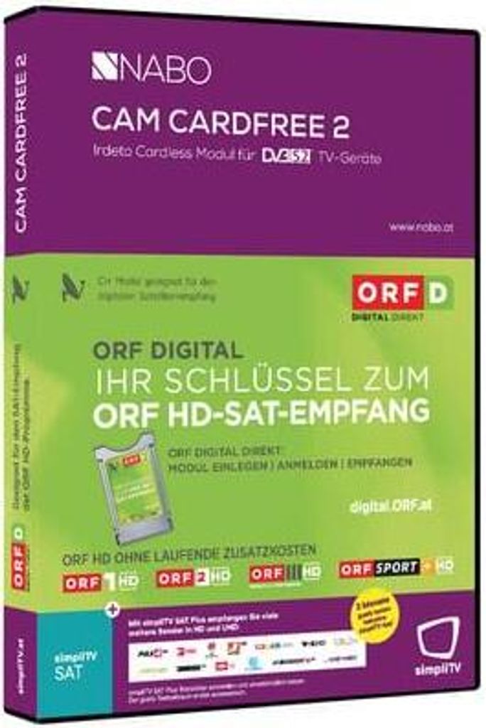 Nabo CAM CARDFREE 2 CI+ Modul mit integrierter Micro-Sat-Karte - keine ORF-Karte notwendig!