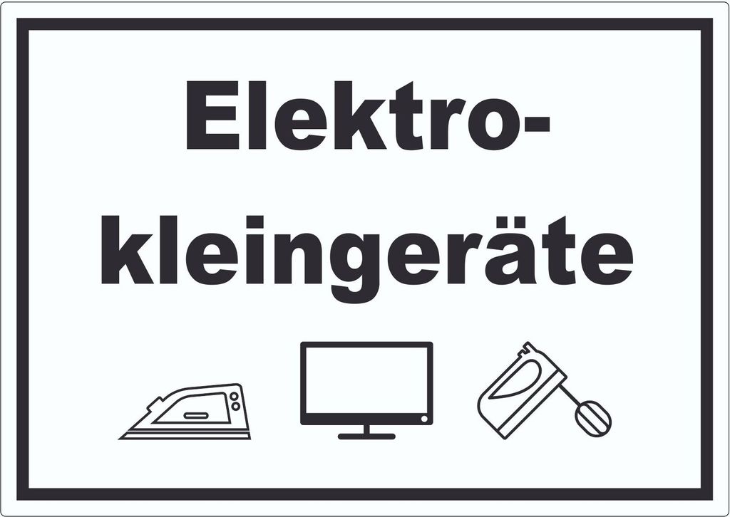 Elektrokleingeräte Mülltrennung Aufkleber Text Symbol Haushaltsgerät A1 (594x841mm)