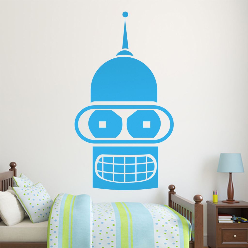 KIWISTAR Roboter Kopf - Metall Mond Weltall Wandtattoo in 6 Größen - Wandaufkleber Wall Sticker - Dekoration, Küche, Wohnzimmer, Schlafzimmer, B...