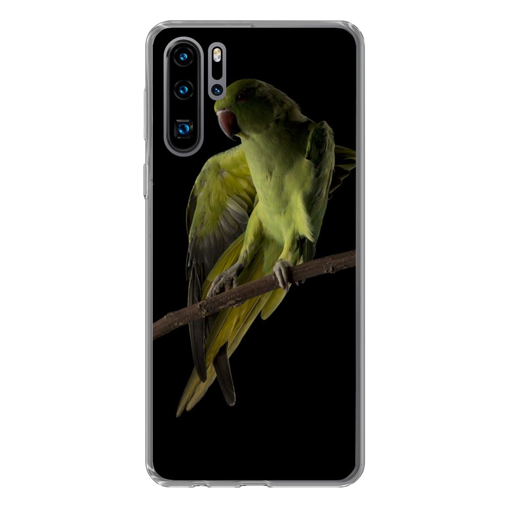 MuchoWow Handyhülle Schutzhülle Hülle für Huawei P30 Pro Papagei - Vogel - Zweig Silikon Softcase Handy Hülle