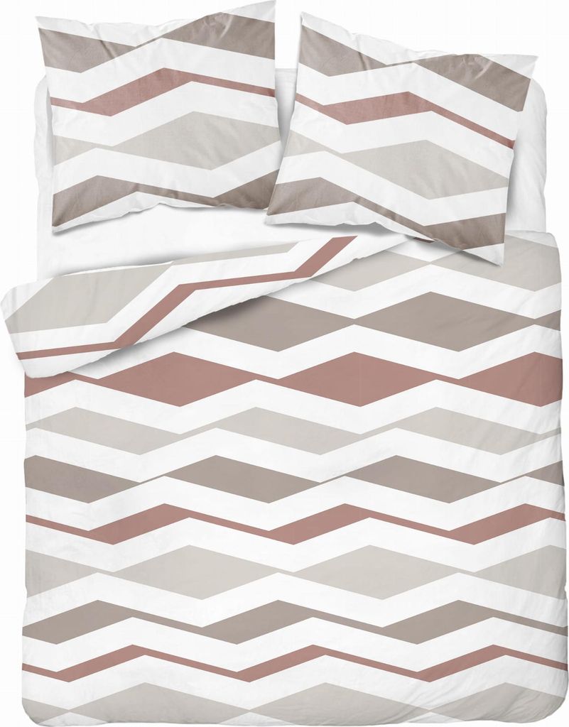 Bettwäsche Set 220x200 Satin Mikrofaser Geometrisch Beige