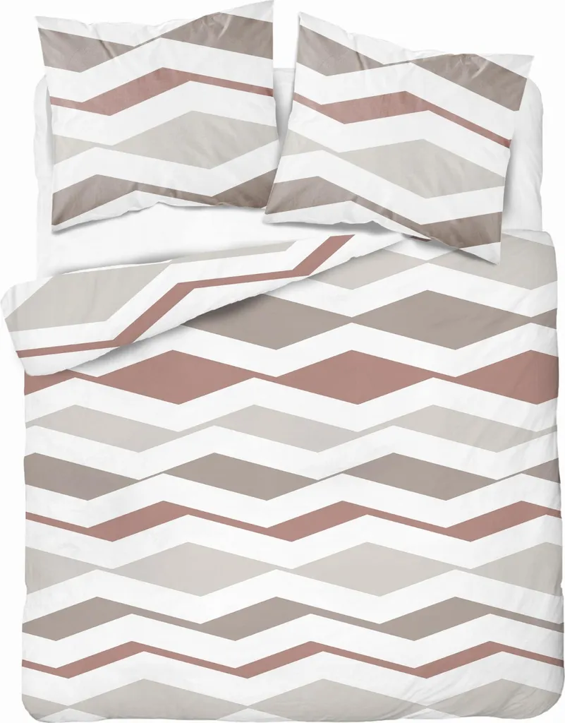 Set Letto 220x200 Beige Geometrico in Raso Microfibra | Offerta Online