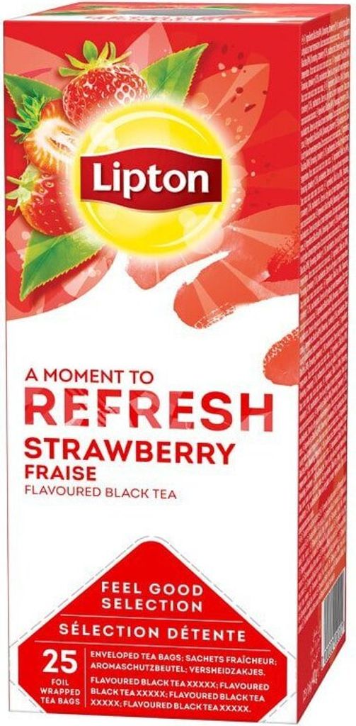 Lipton Schwarztee mit Erdbeere, 25er Pack x 6
