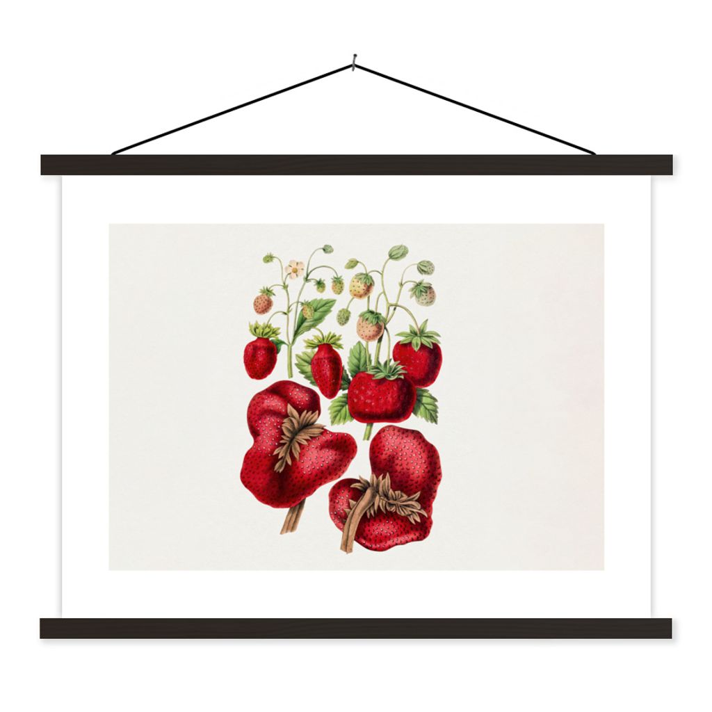 MuchoWow Textilposter Erdbeere - Lebensmittel - Pflanze 40x30 cm mit schwarzem Rahmen - Dekorationen