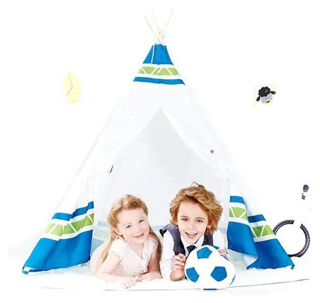 Tipi indien bleu d'extérieur Hape E4308 - Tente de jardin pour enfant