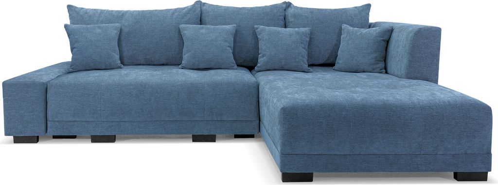 LaMasia Universal-Ecksofa Links und Rechts 3-Sitzer L-Ecksofa mit Schlaffunktion, Bettzeugablage, Blau