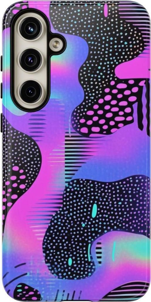 Abstraktes Neon-Vaporwave-Muster – Hülle Kompatibel mit Samsung Galaxy S24 Plus