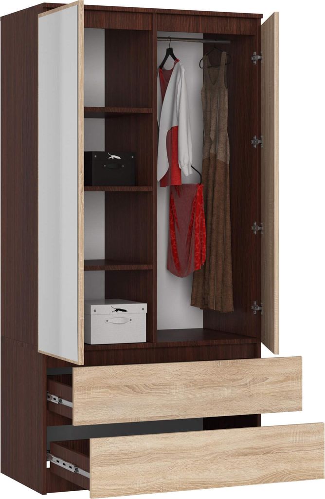 Kleiderschrank mit 3 Türen | Schlafzimmerschrank | Stauraum mit Spiegel