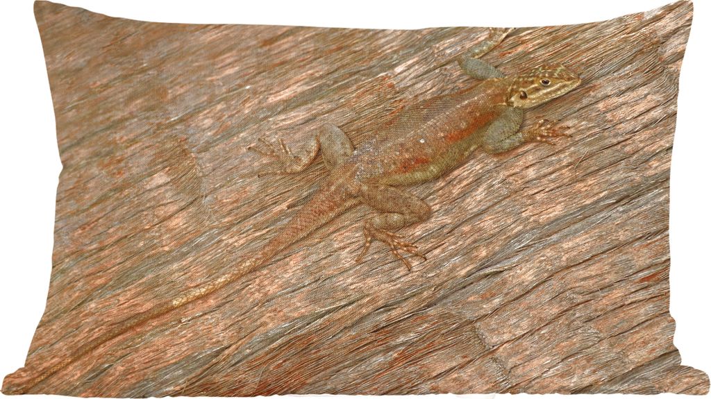 MuchoWow Zierkissen Sofakissen Wohnzimmer Dekokissen 50x30 cm Salamander - Camouflage - Holz - Wohnzimmerdekoration - Polster mit Photo