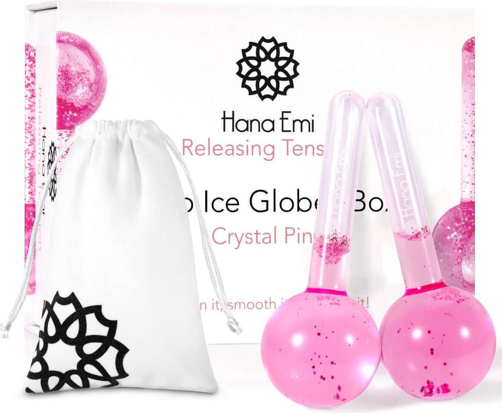 Ice Globes für Gesicht, Hals & Augen — 2er-Set rosa Edelstahl-Kryo-Sticks — Gesichtsmassagegerät für Lymphdrainage, Schwellungen & dunkle Au...
