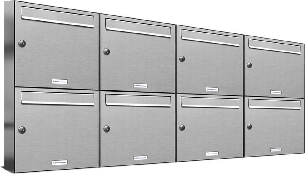 8er V2A Edelstahl Wandbriefkasten Anlage 8 Fach Briefkasten Postkasten
