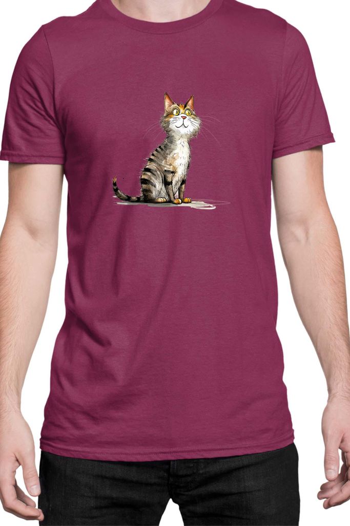 Herren T-Shirt Funny Cats Breeds Cyprus Cat, Man L / Burgundy