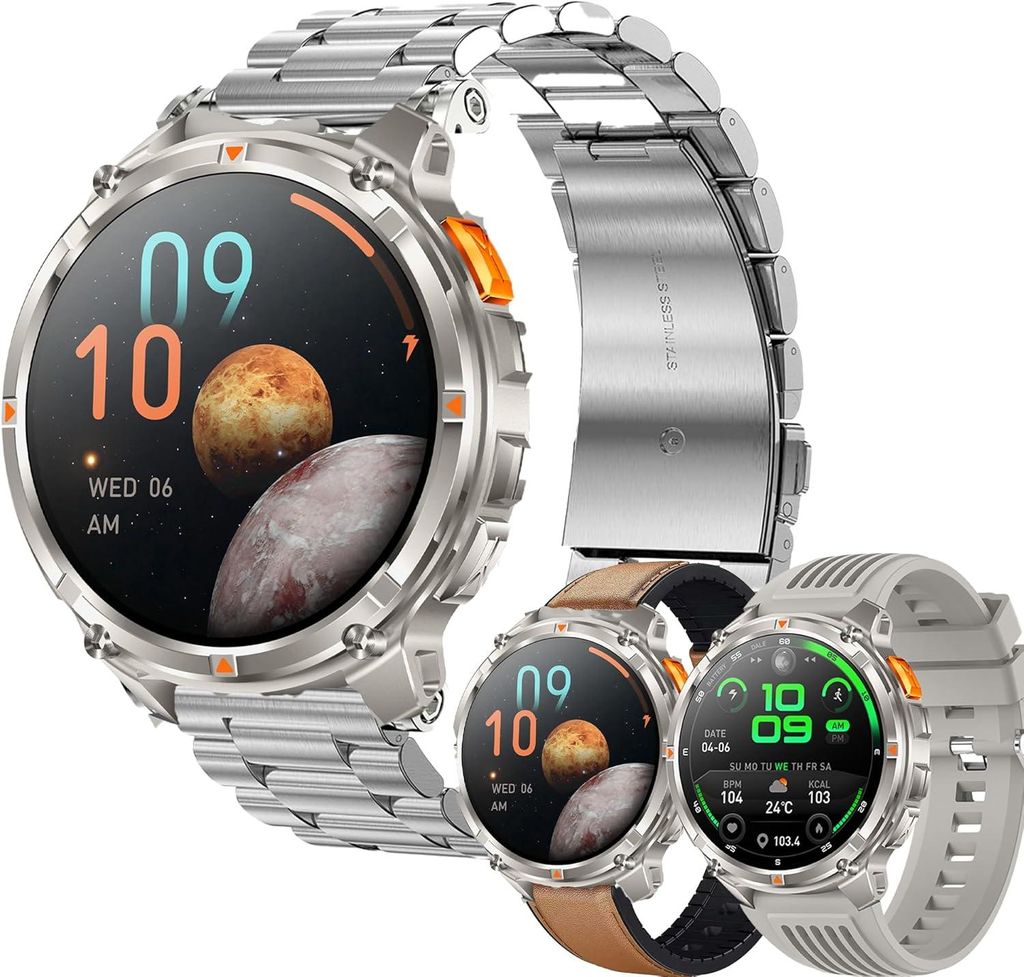 AMOLED Smartwatch mit Bluetooth-Anrufen, 5ATM, Schlafanalyse & extra starkem Akku für Sport und Alltag