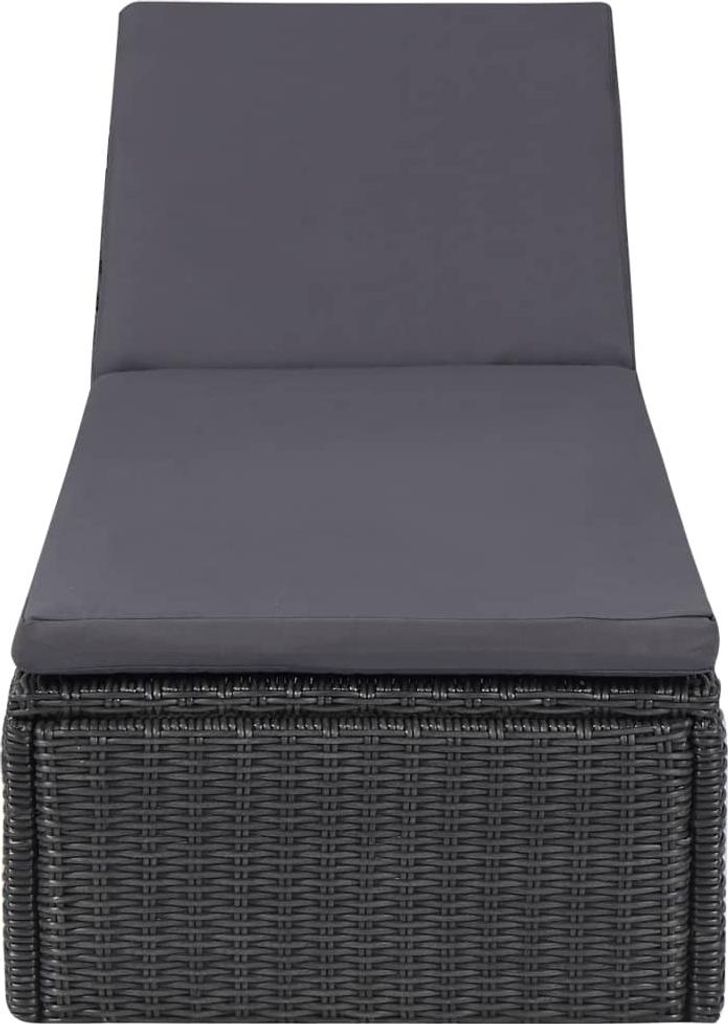 vidaXL Lehátko Poly Rattan Black and Dark Grey Obrázok produktu 
