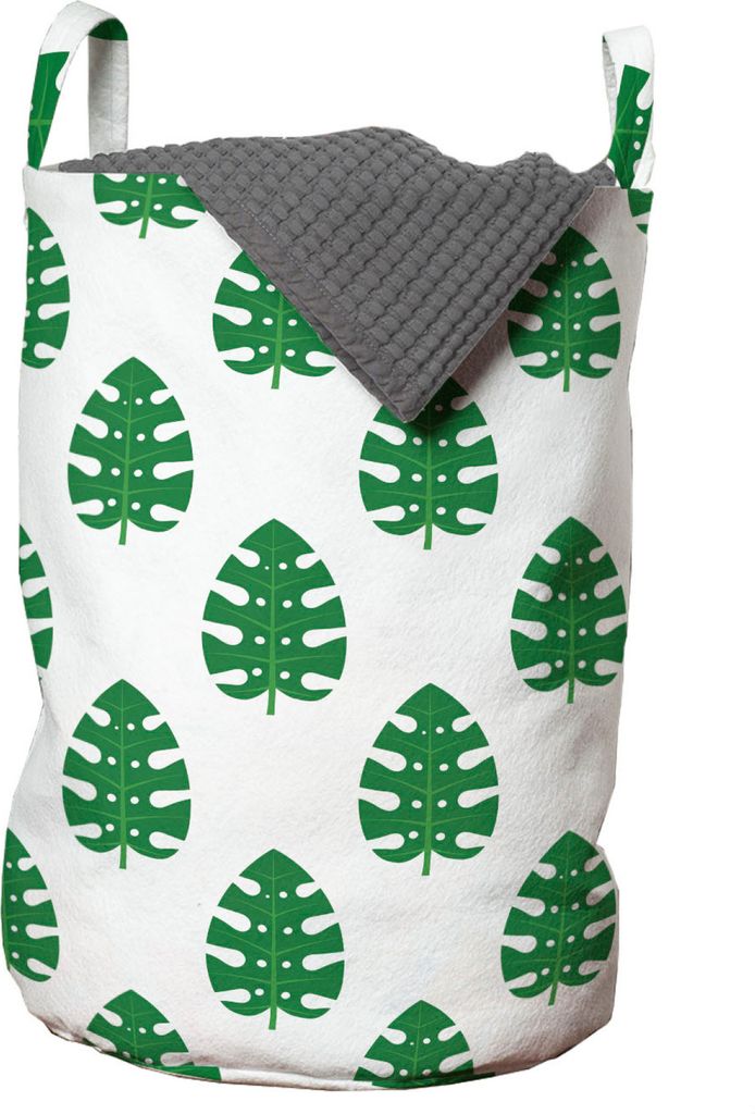 ABAKUHAUS Philodendron Wäschesack, monochrome Monstera, Wäschekorb mit Griffen Kordelzugverschluss für Waschsalons, 33 cm breit x 49 cm hoch, Gr...