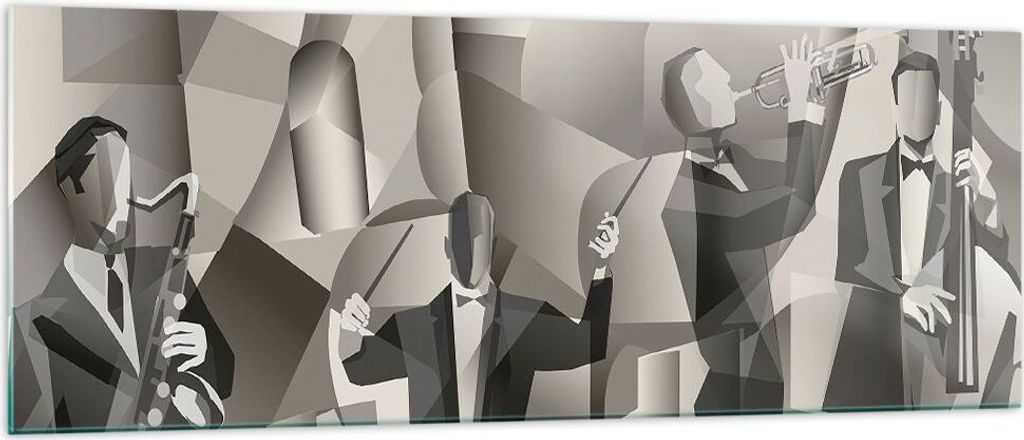 Bilder auf glas - Jazz Musik Musiker - 140x50cm - Glasbilder - Wandbilder - Kunstdruck - zum Aufhängen bereit - Wanddekoration aus Glas - Glas Bil...