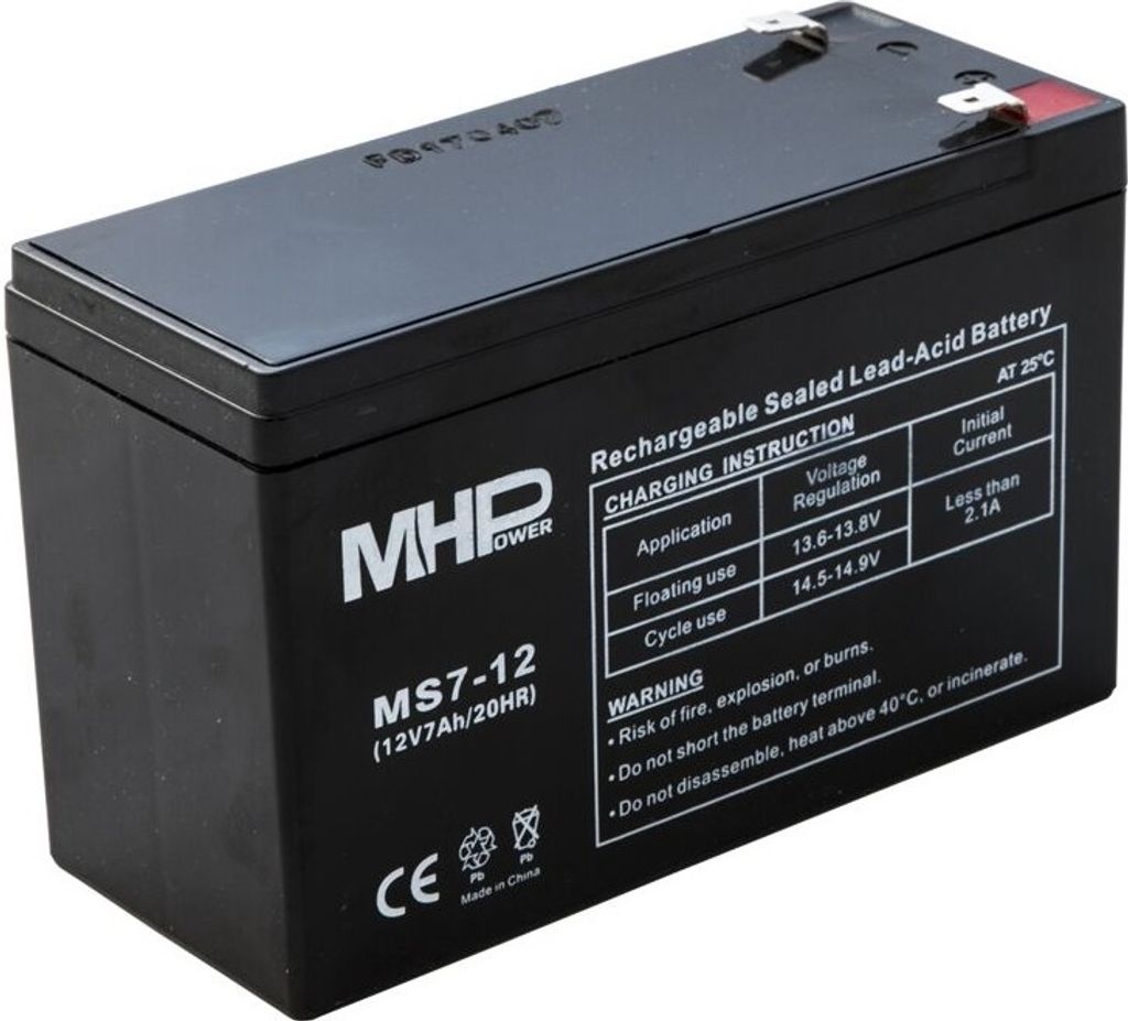 Akumulator MHPower MS7-12 VRLA AGM 12V/7Ah, zamiennik RBC2 Zdjęcie produktu 