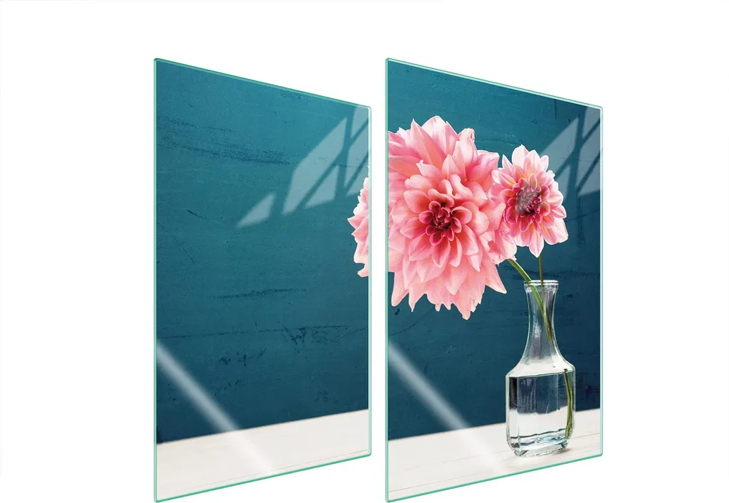 Coprifornelli Design Rosa Dalia - 2 Piastre Vetro 35x52 per Induzione