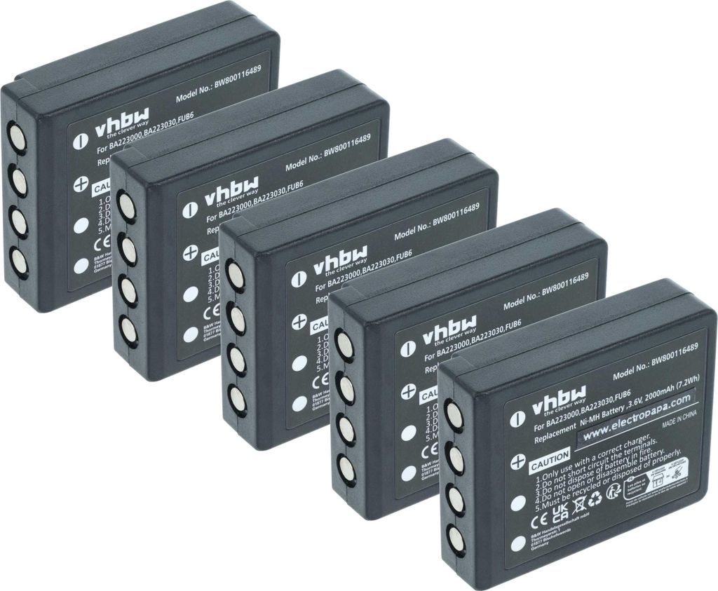 vhbw 5x Akku kompatibel mit HBC Radiomatic Eco, Linus 6, Produktbild 