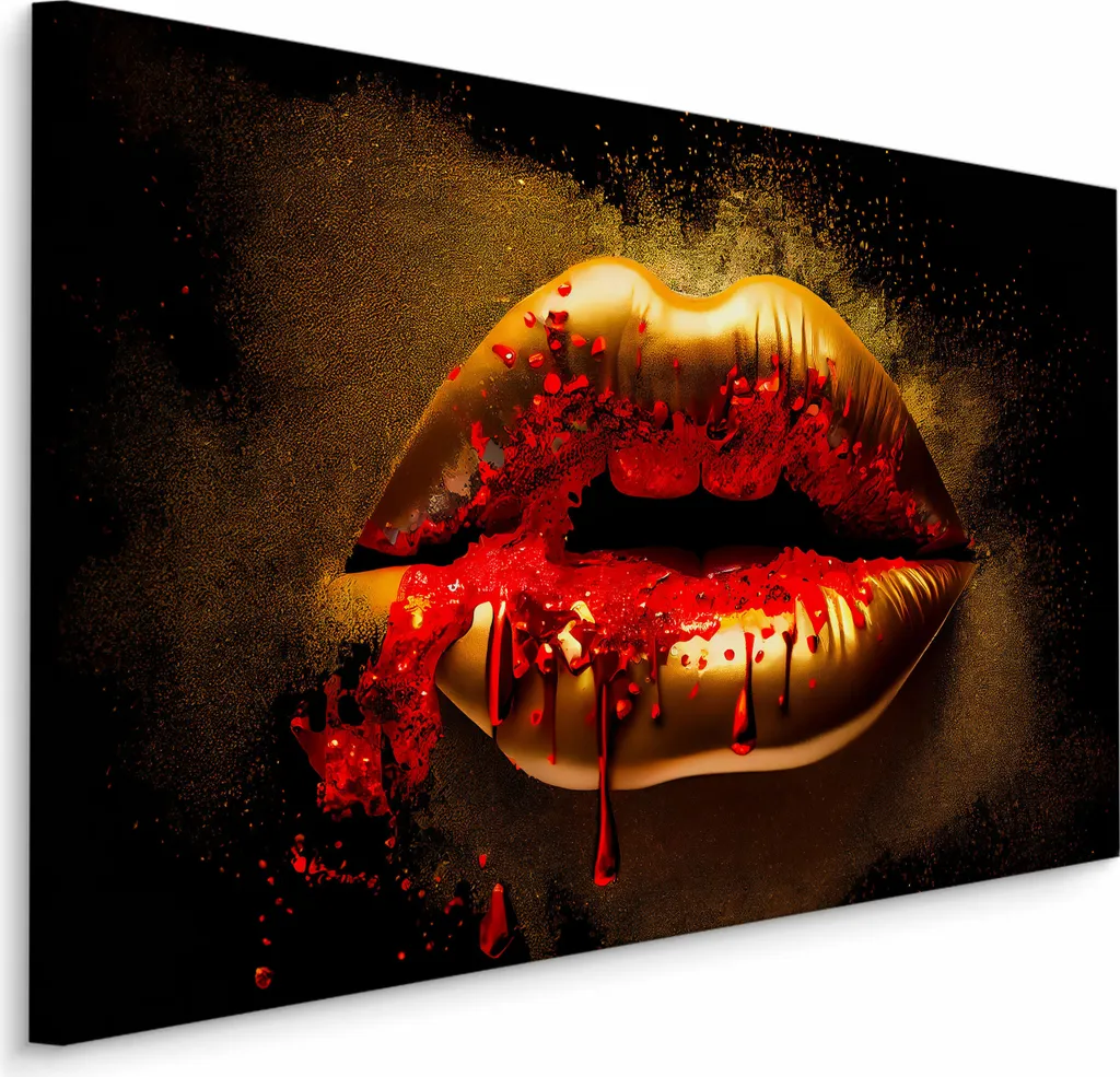 Quadro Artigianale Muralo 90x60 - Bocca Gold 3D su Tela