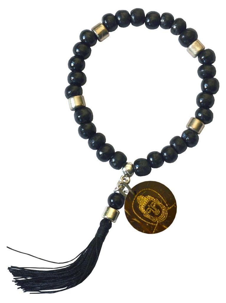 Tikra "Buddha" Holz schwarz mit 27 Perlen, elastisch Ø 6cm