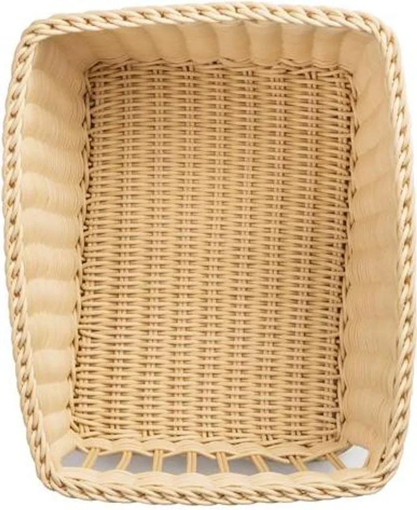 Panier de présentation rectangulaire beige pour buffet de restaurant 40cm - 3