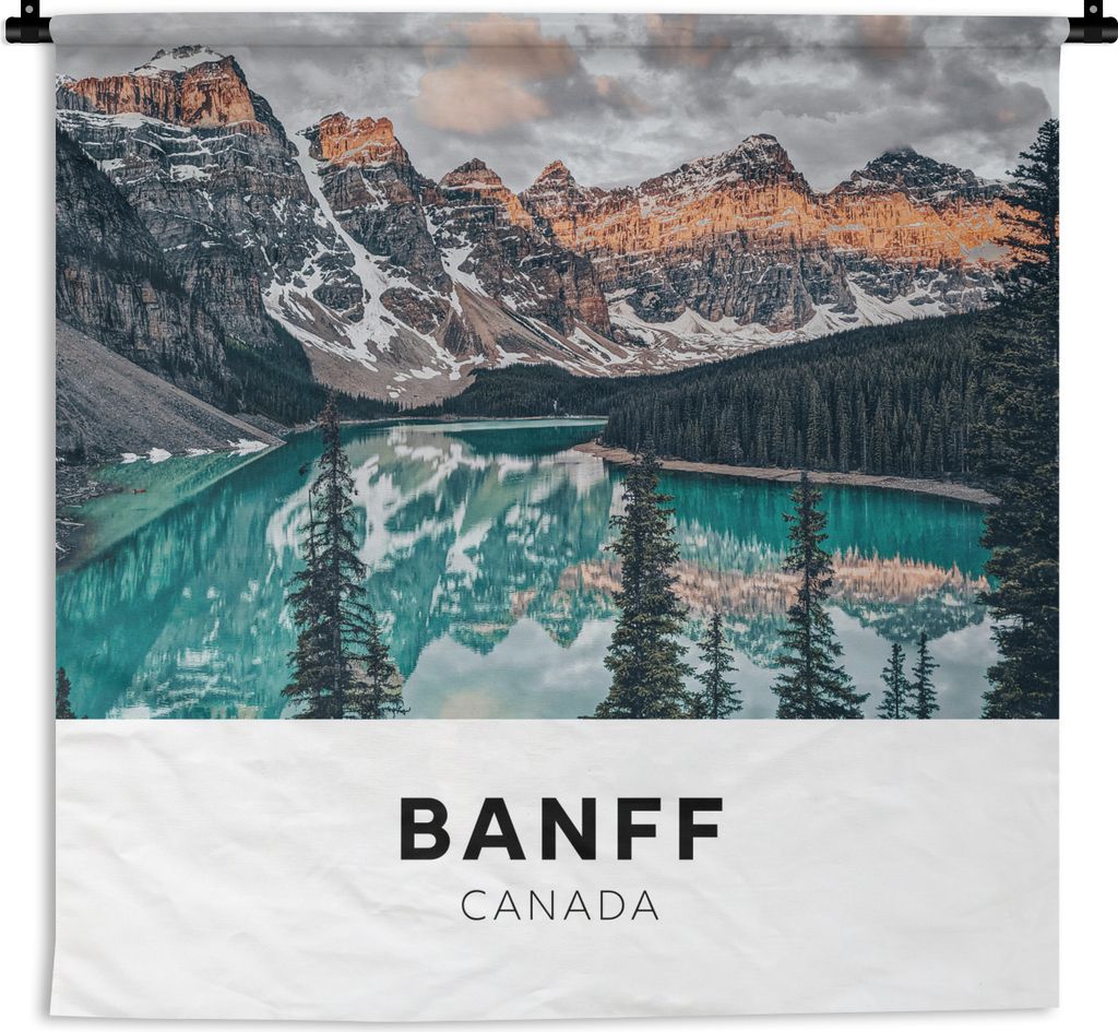 MuchoWow Wandteppich Wandbehang Kanada - Natur - Berge 120x120 cm Tapisserie Dekoration Wandtuch - Modern - Baumwollgewebe