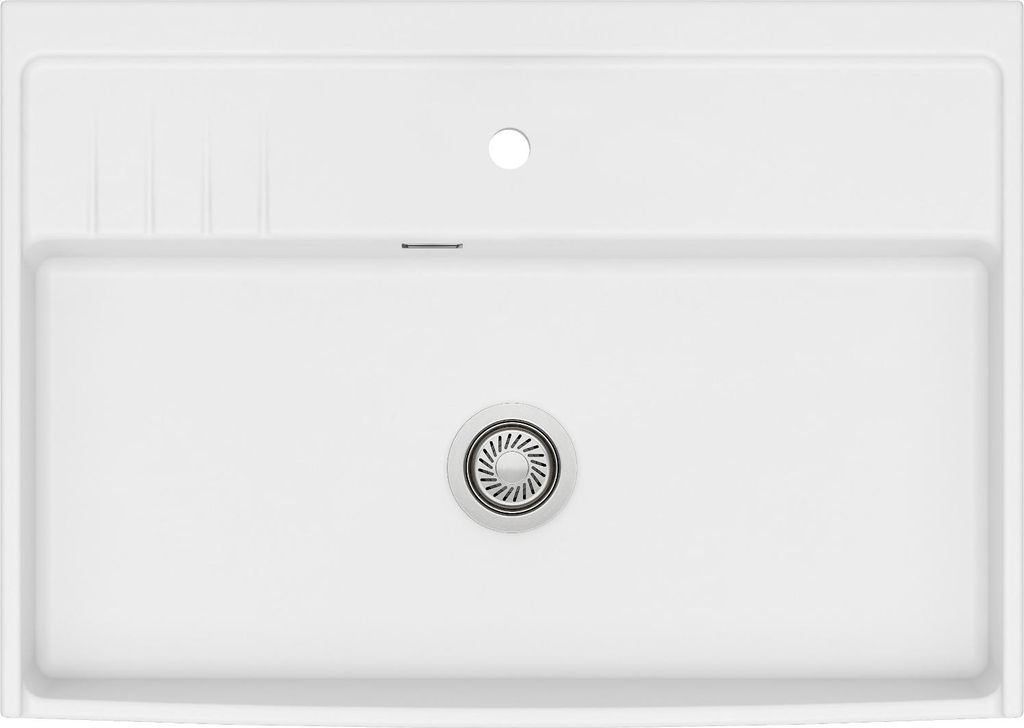 Elementspüle KeraDomo KENTRO 90 in POLAR in Handbetätigung / 600 mm AP-Tiefe / systemceram / Keramikspüle