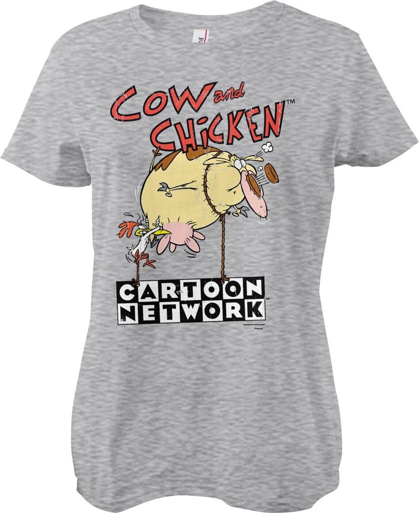 Cow and Chicken Balloon Girly Tee - XX-Large - HeatherGrey