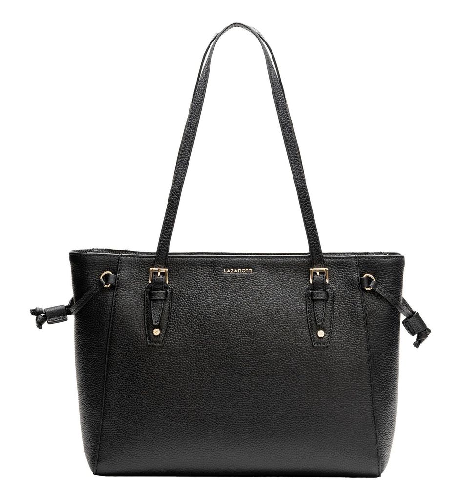 Lazarotti Leder Schultertasche Bologna Leather MK Tote Black schwarz