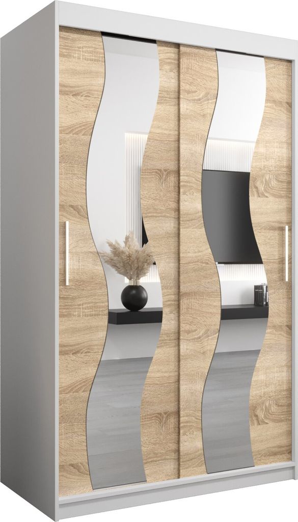 Kleiderschrank, Schiebetürenschrank Schlafzimmer, Schrank mit Spiegel SEWILLA 120 cm