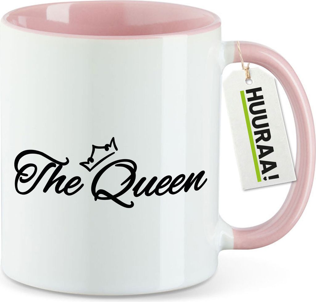 Huuraa Kaffeetasse The Queen Krone 330ml Rosa Keramik Kaffeebecher Geschenkidee
