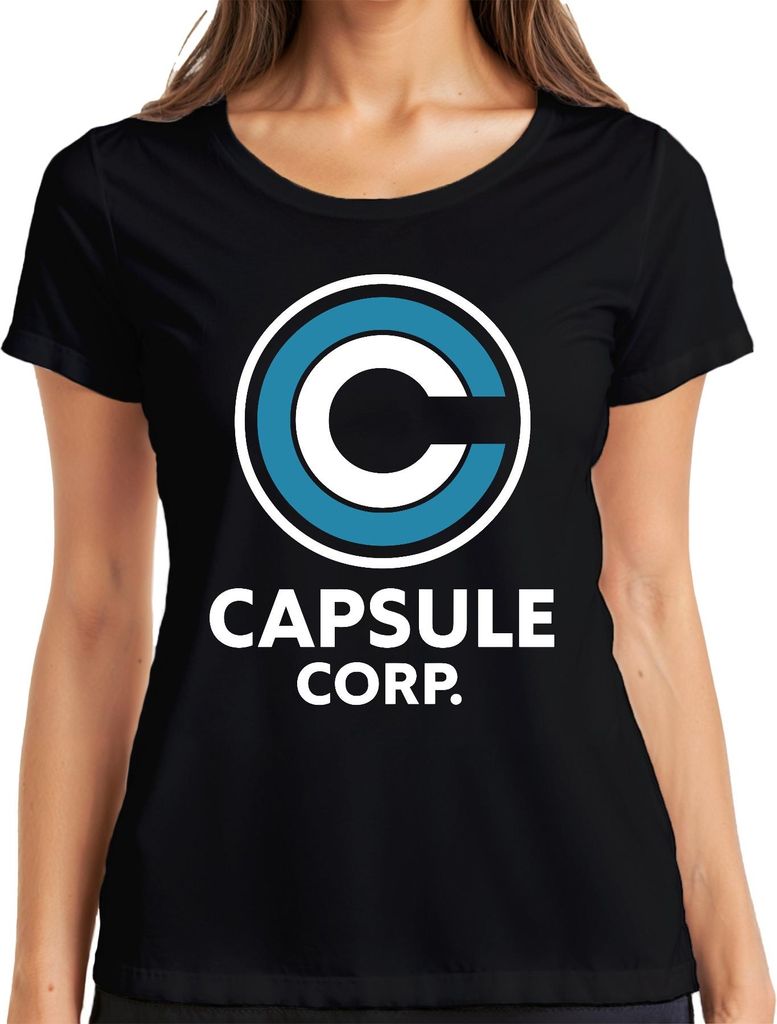 CAPSULE CORP. Logo Anime Fan Geschenk Retro Manga Otaku Damen T-Shirt, Schwarz, L
