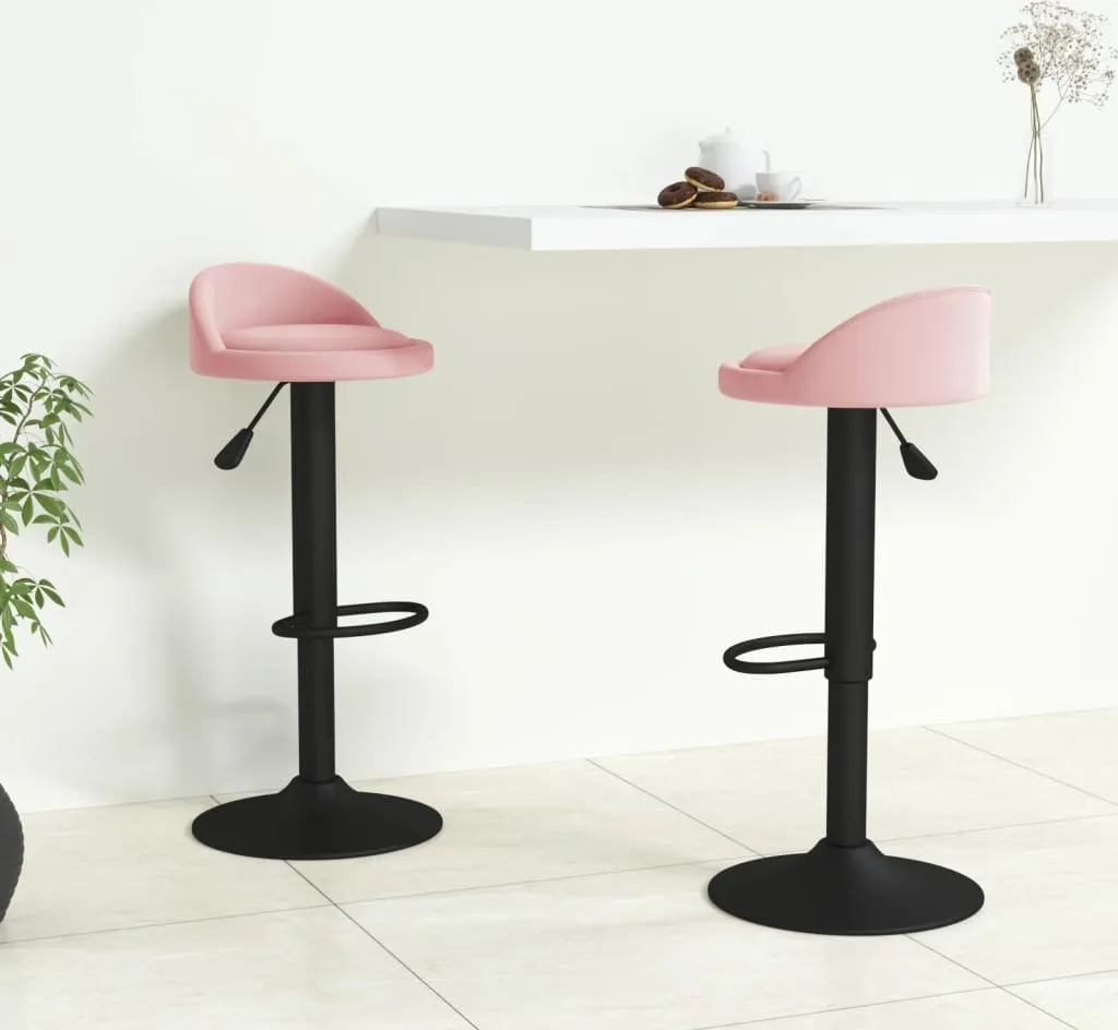 CLORIS Tabouret de bar 2 pcs velours rose - Modèle 333606 élégant