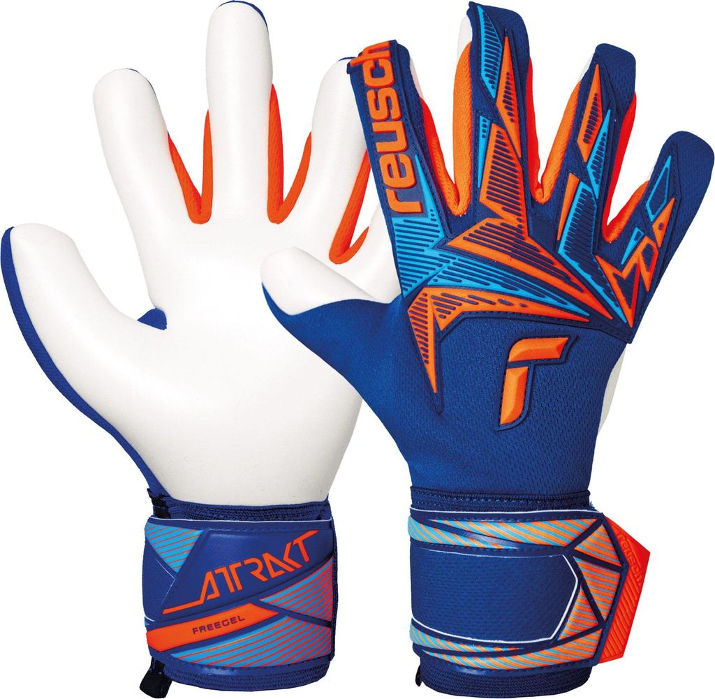 Reusch Torwarthandschuhe Attrakt Freegel Advance mit Komfort und zuverlässiger Stabilität 4129 sharp blu/shock orang 8.5