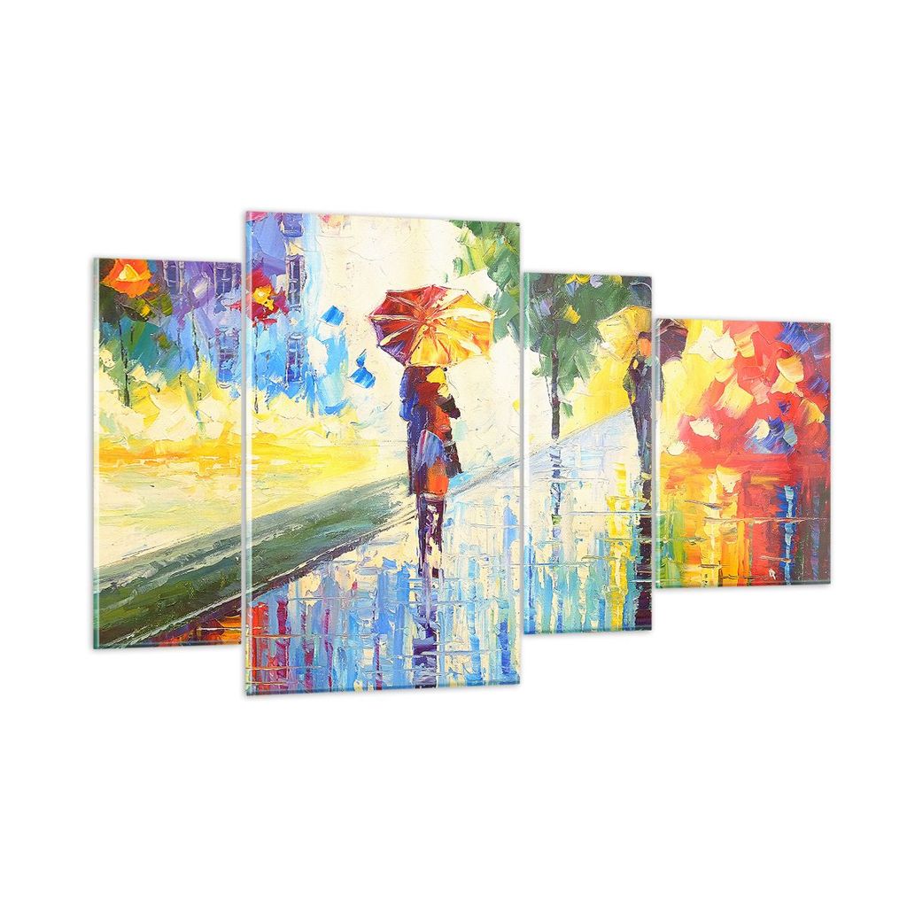 Bilder auf glas - Park Straße Regen - 120x70cm - Glasbilder - Wandbilder - Kunstdruck - zum Aufhängen bereit - Wanddekoration aus Glas - Glas Bil...