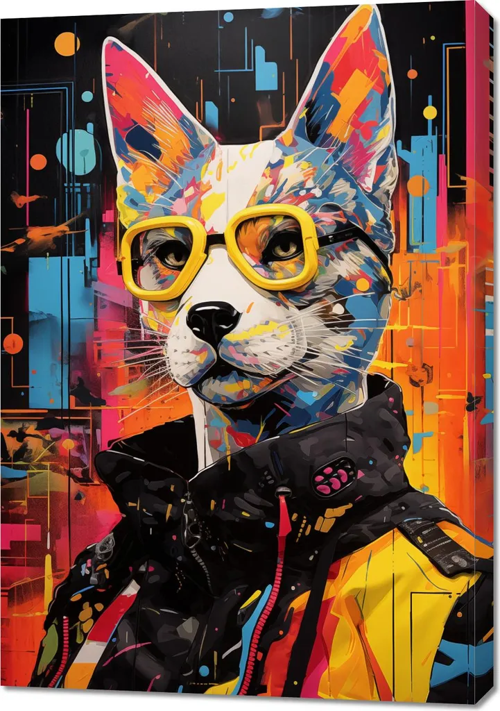 Quadro Moderno Gatto Urban Style 70x100 - Arredo Casa Contemporaneo