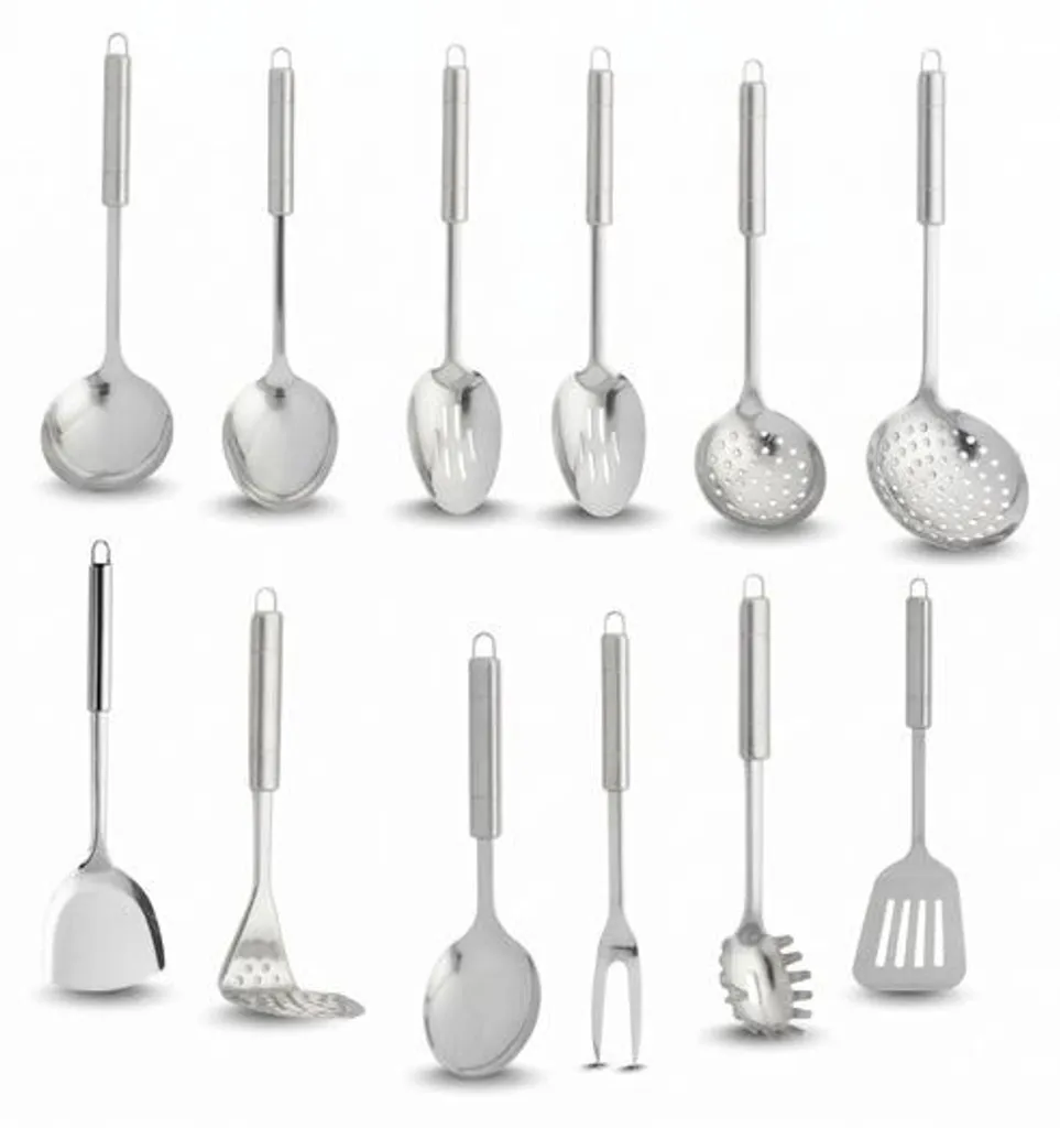 Set de 12 ustensiles de cuisine JustValue en acier inox de haute qualité