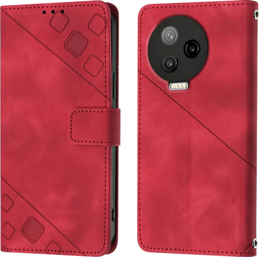 Custodia Infinix Note 20 X676C Rosso in Rilievo - Portafoglio Pelle Flip