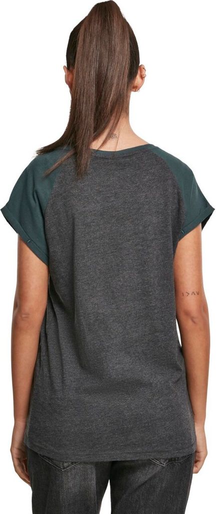 Urban Classics T-Shirt Damen Ladies Contrast Raglan Tee charcoal/grün 3XL