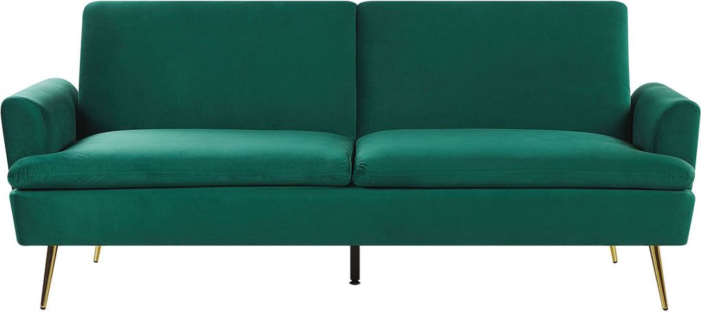 BELIANI Sofa Dunkelgrün Samtstoff 3-Sitzer Schlaffunktion Klassisch Wohnzimmer