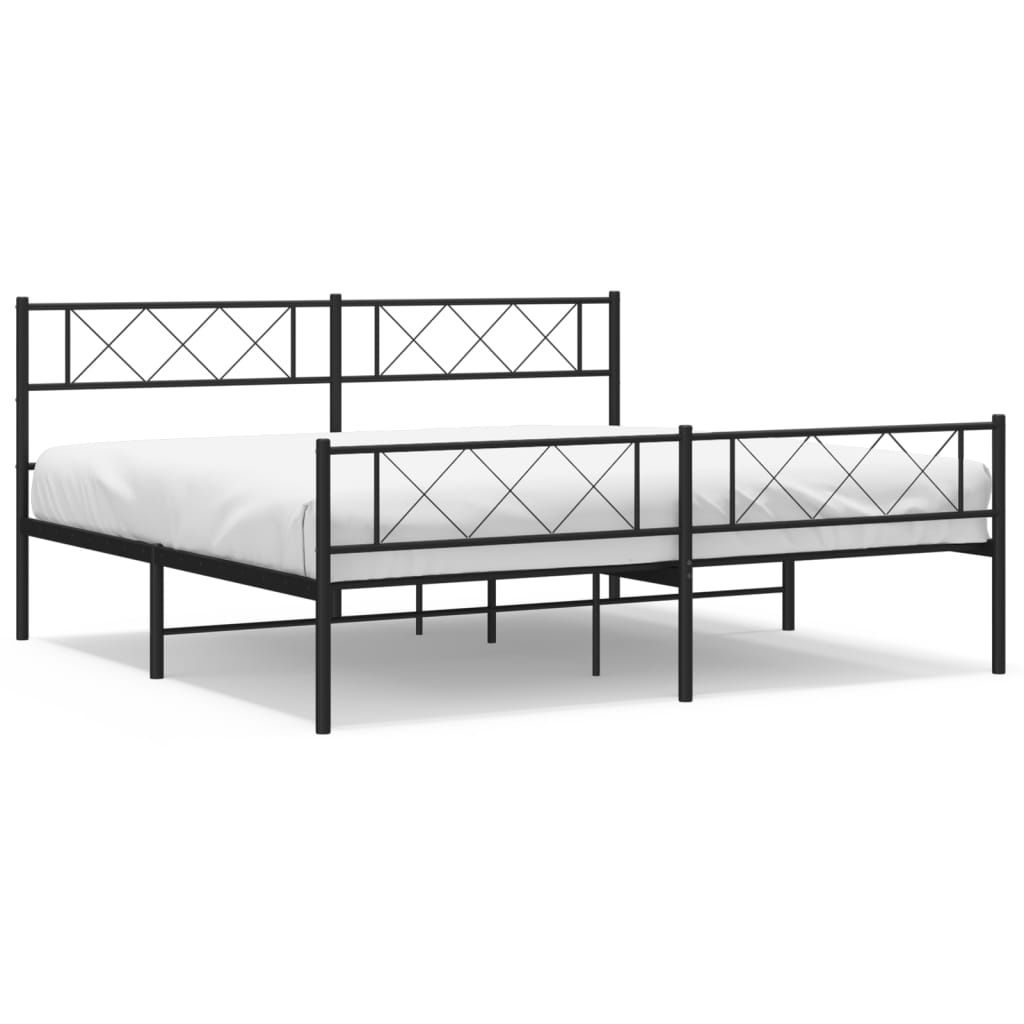 vidaXL Metallbett ohne Matratze mit Fußteil Schwarz 180x200 cm